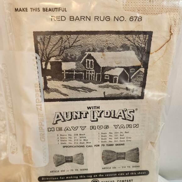 Vtg Aunt Lydia’s Red Barn Rug No 678 Punch Needle Foundation 24x36 Kit - Picture 1 of 10